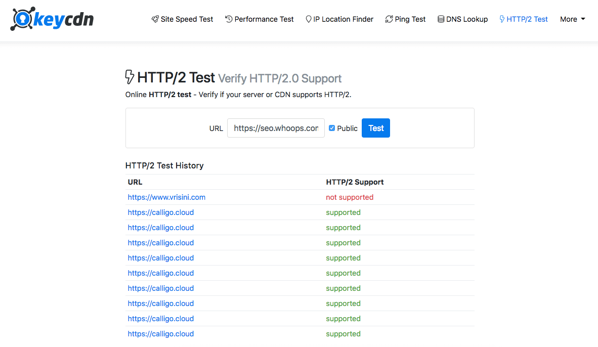 KeyCDN HTTP/2 檢測
