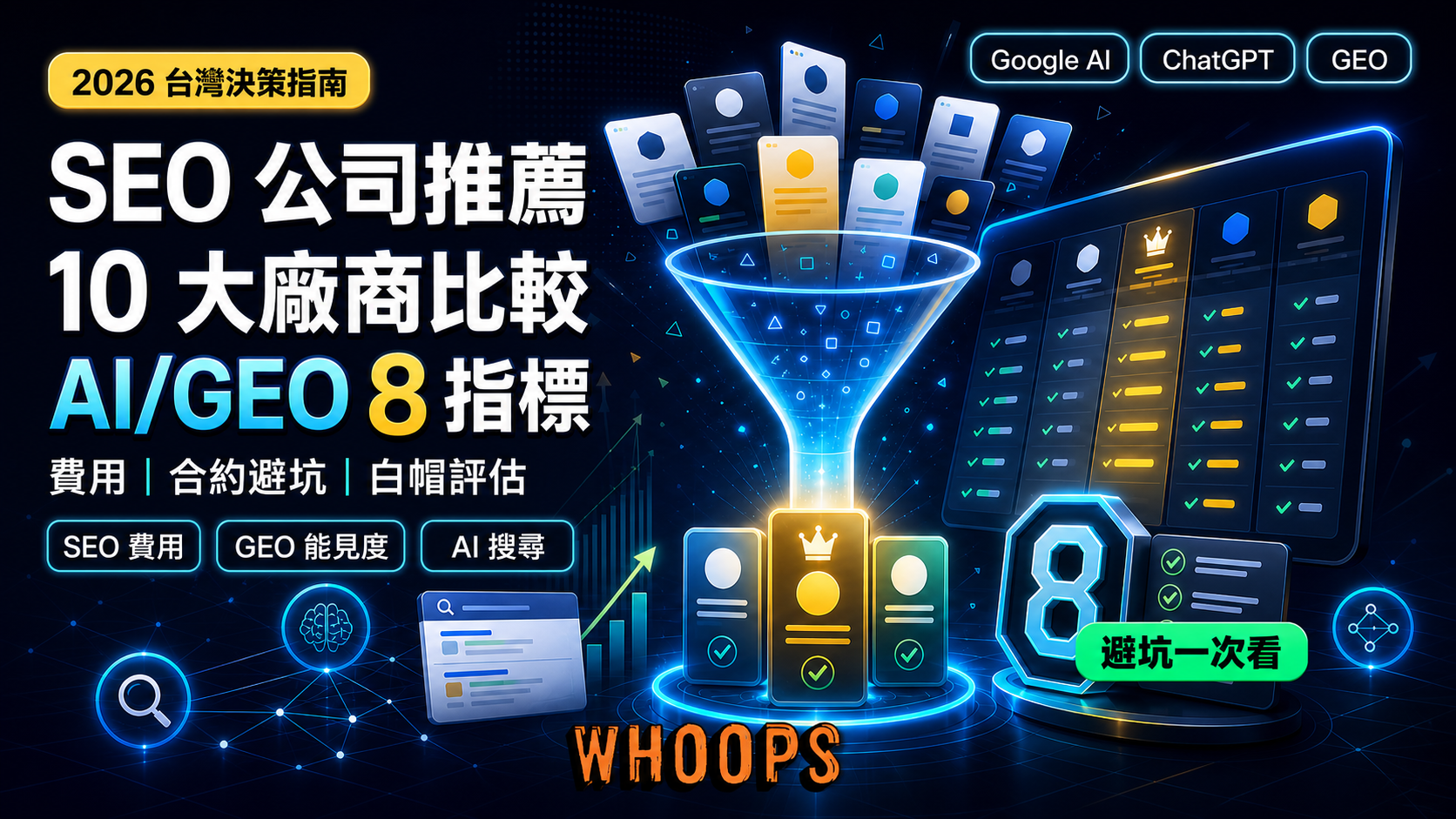 2026 SEO 公司推薦：10 大台灣 SEO 廠商比較、SEO 費用與 AI/GEO 8 大篩選指標