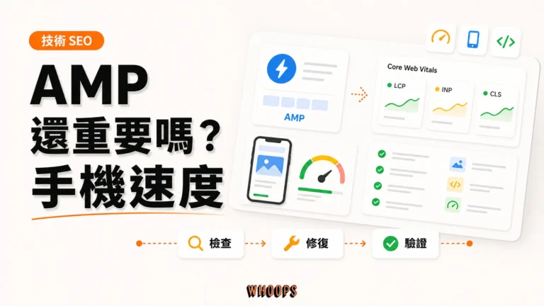 AMP 根本不重要：你還在用 AMP 嗎？從 SEO 到手機速度的完整解答精選圖片，呈現檢查 → 修復 → 驗證的 SEO 重點。