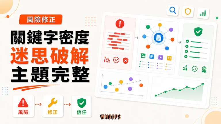 什麼是關鍵字密度 （Keyword Density）？SEO 迷思破解：Google 根本不在乎你的「關鍵字密度」精選圖片，呈現風險 → 修正 → 信任的 SEO 重點。
