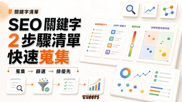 SEO 關鍵字如何定義？2 步驟快速蒐集目標關鍵字清單精選圖片，呈現蒐集 → 篩選 → 排優先的 SEO 重點。