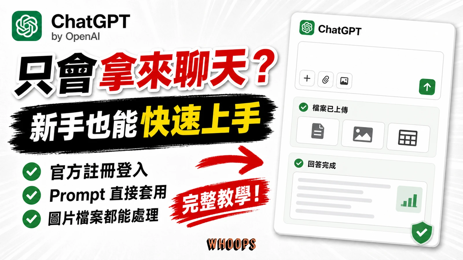 ChatGPT 教學精選圖片：註冊登入、Prompt、圖片與檔案功能