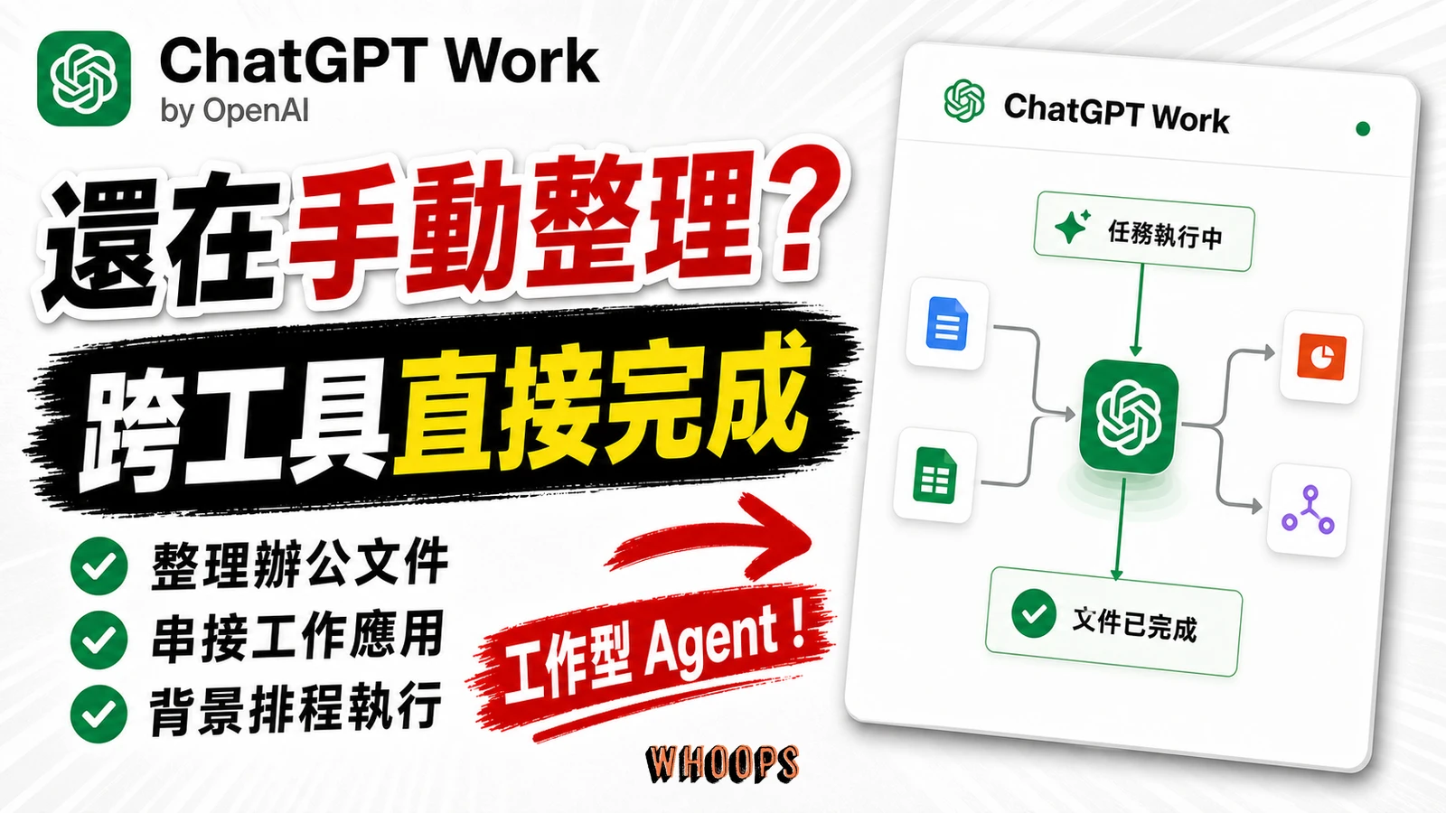 ChatGPT Work 精選圖片：整理辦公文件、串接工作應用與背景排程