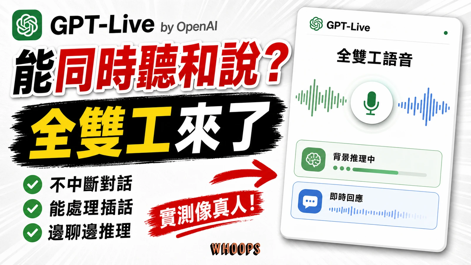 GPT-Live 全雙工語音模型：同時聽與說、背景推理與即時回應