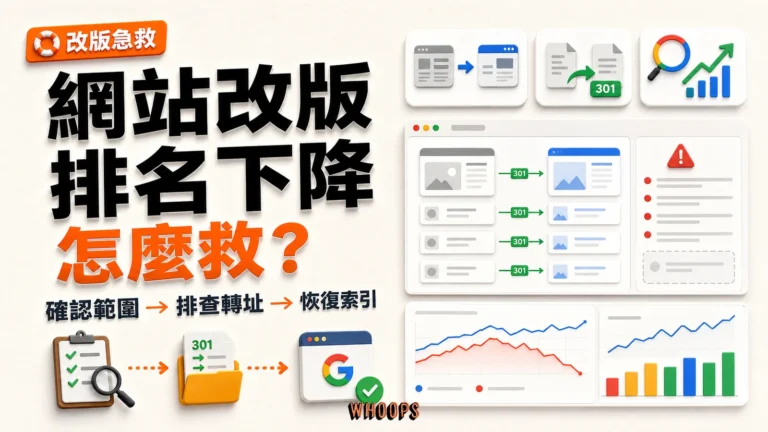 網站改版排名下降怎麼辦？改版 SEO 急救排查清單與恢復時程重點圖解