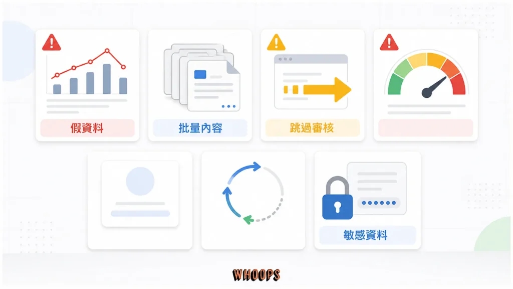 使用 ChatGPT 做 SEO 常見的資料、批量內容、直接發布、關鍵字密度、品牌背景、答案查核與敏感資料錯誤