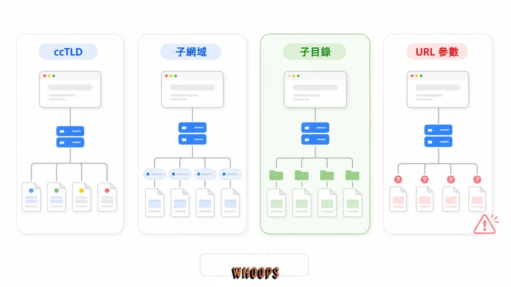 多國語系 SEO 的 ccTLD、子網域、子目錄與 URL 參數四種網址架構比較