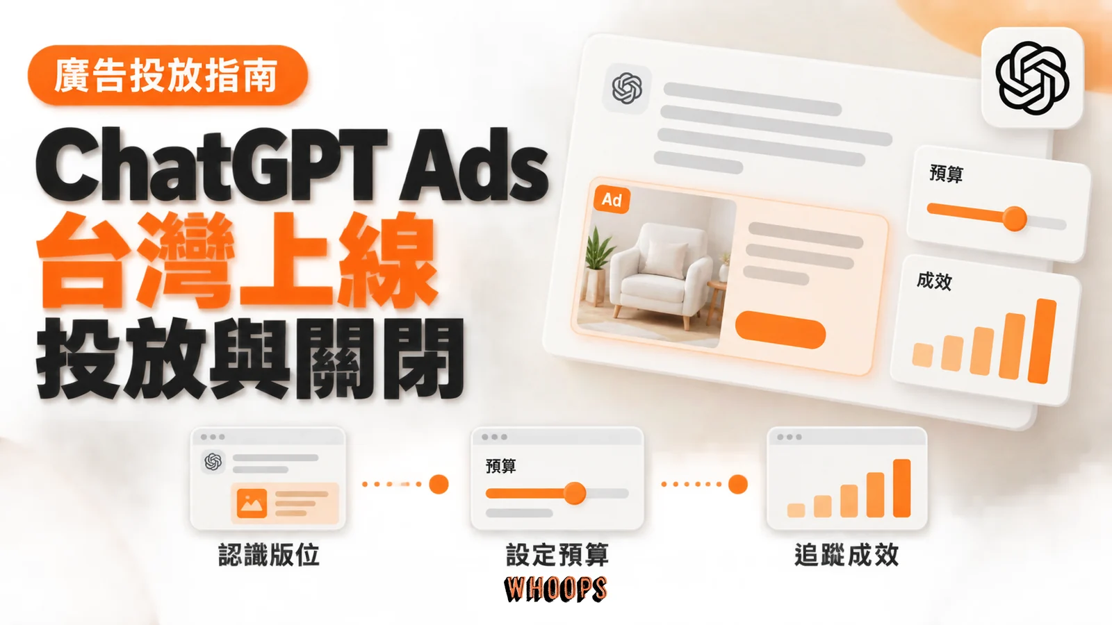 ChatGPT Ads 台灣上線,整理廣告版位、預算設定、成效追蹤與關閉方式