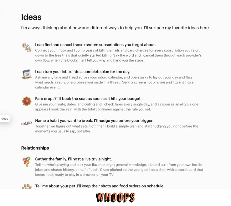 Meta Muse Ideas 頁面的任務建議與分類