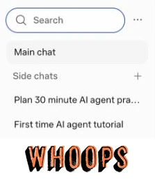 Meta Muse 聊天清單中 Side chats 右側的加號按鈕