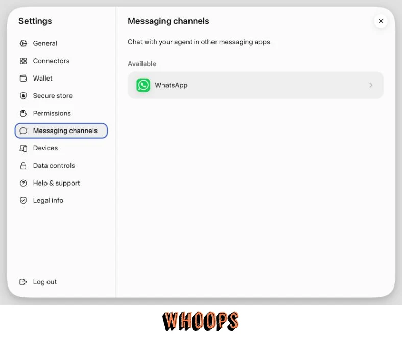 Meta Muse Messaging channels 列出 WhatsApp