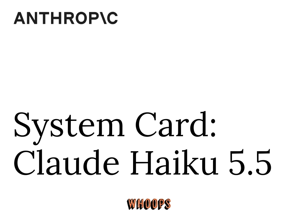 Anthropic Claude Haiku 5.5 System Card 官方 PDF 封面標題