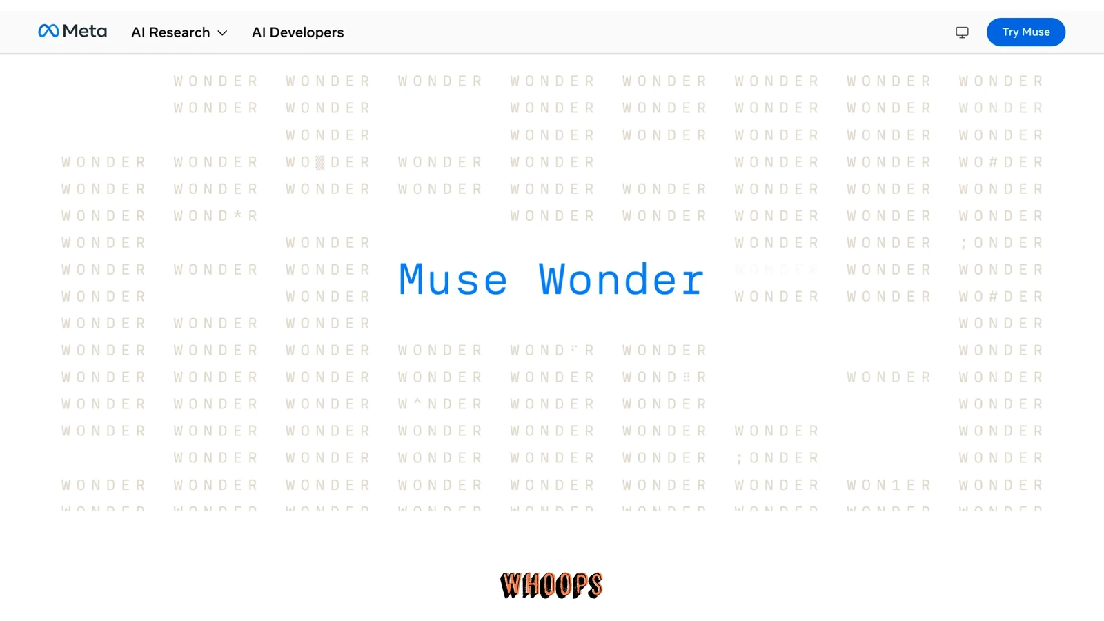 Meta AI Research 官方網站的 Muse Wonder 標題與導覽列