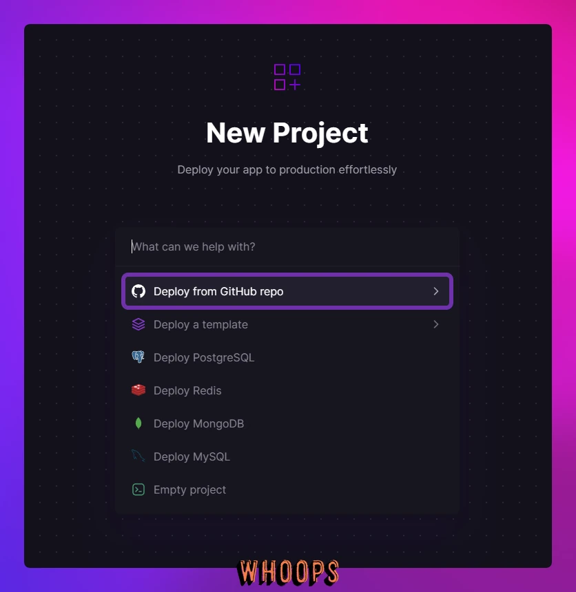 Railway New Project 畫面選取 Deploy from GitHub repo